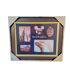 Walt Disney World Picture Frame 12.25x10.5” 5 Openings Wooden Disney Parks